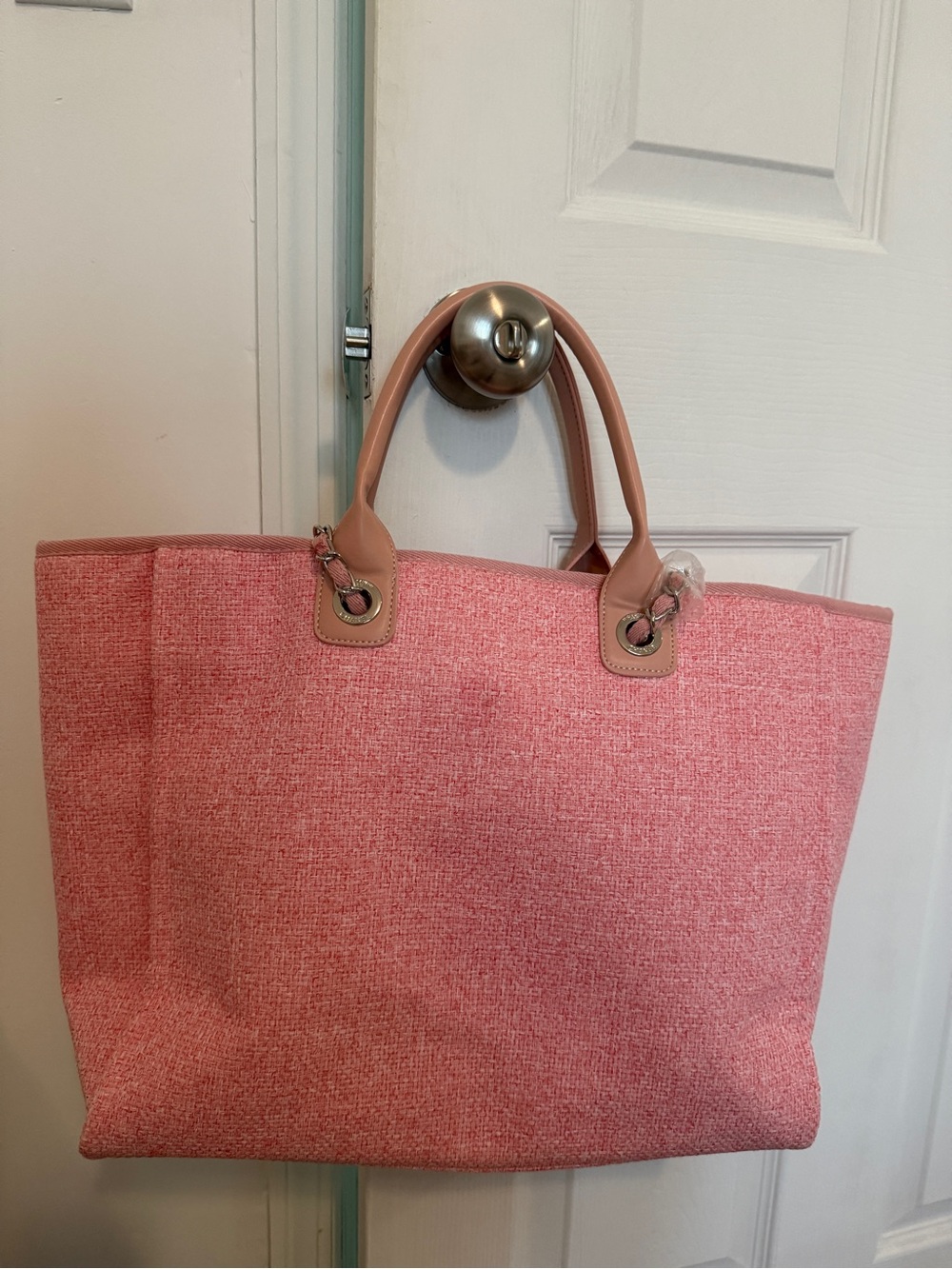 NWT Pink Tweed Pearl-Logo Tote Bag - Picture 10 of 10